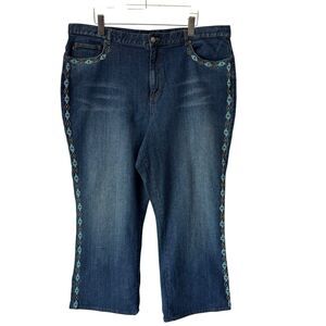 Ralph Lauren Jeans Co. 22W Beaded Western Boho Bootcut Blue Denim Plus 42x27 Y2k